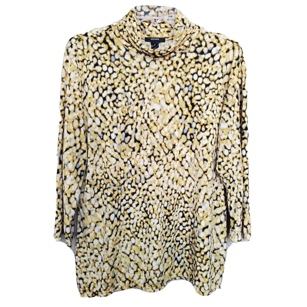 Alfani Yellow and Black Patterned Blouse